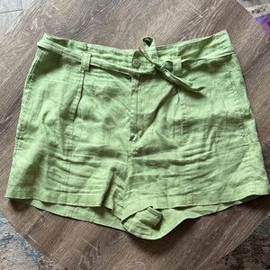 Madewell Light Green Linen Tie-Waist Women’s Shorts
